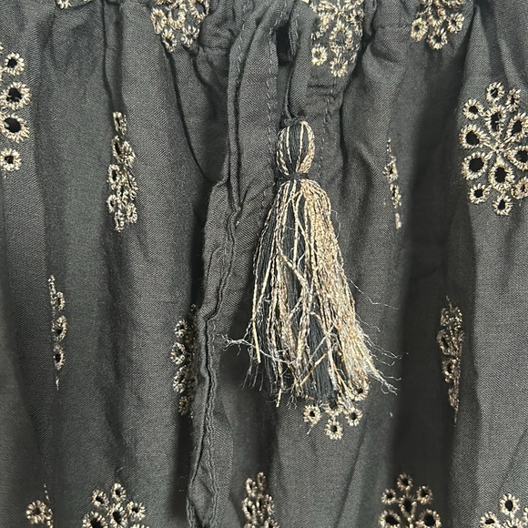 Ruby Yaya Grey Gold Eyelet Stitch Cold Sleeveless Layered Mini Dress size S - Picture 7 of 14